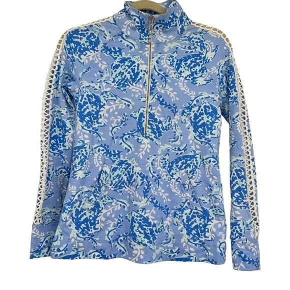 Lilly Pulitzer Skipper Popover Blue Peri Turtley Awesome Size XXS / XS - Picture 1 of 6